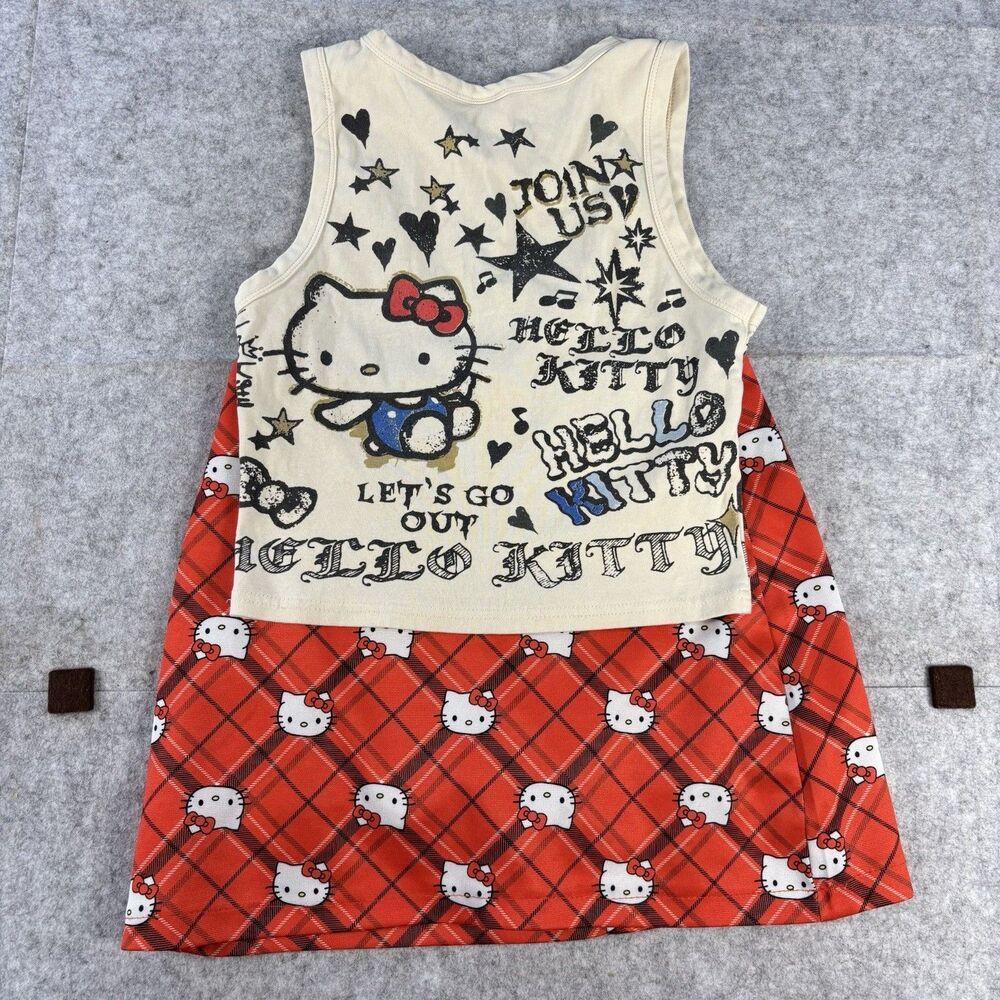 Hello Kitty Graphic Tank Top Red Plaid Mini Skirt 2 Piece Outfit Set Y2K